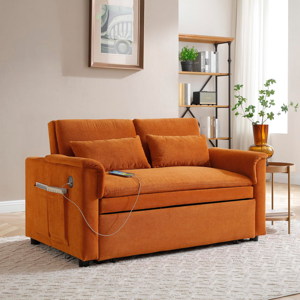 Orange Velvet Sleeper Sofa T242