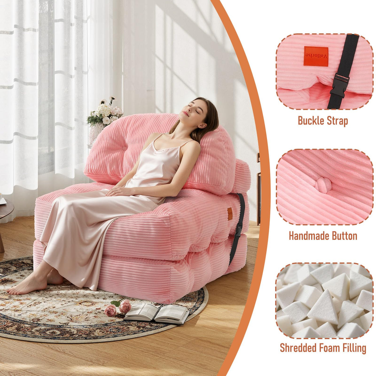 Folding Convertible Sofa Bed with Pillow L9352