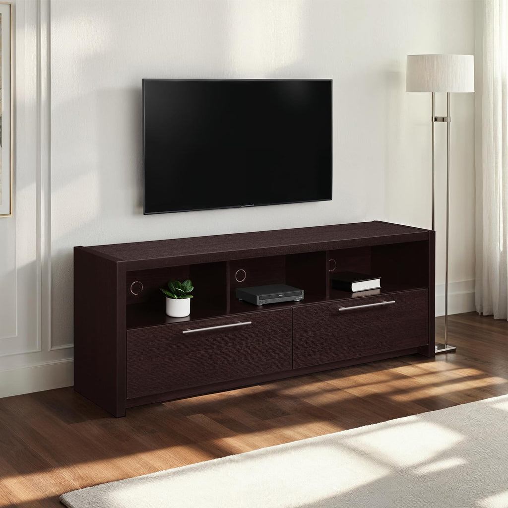 Espresso TV Stand with Storage Cabinets & Shelves T46272