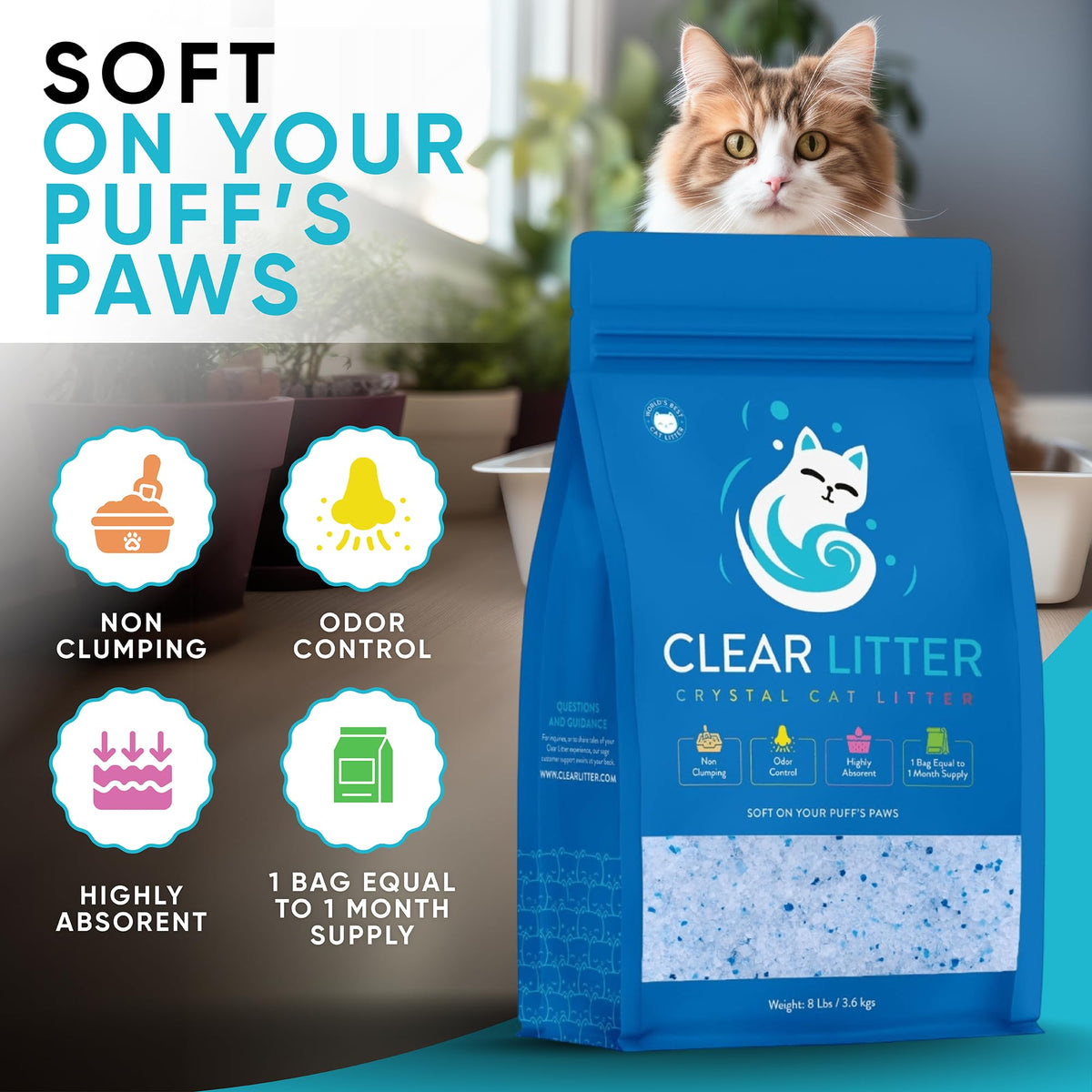 Lightweight Silica Gel Cat Litter, 8 lb Bag A1331