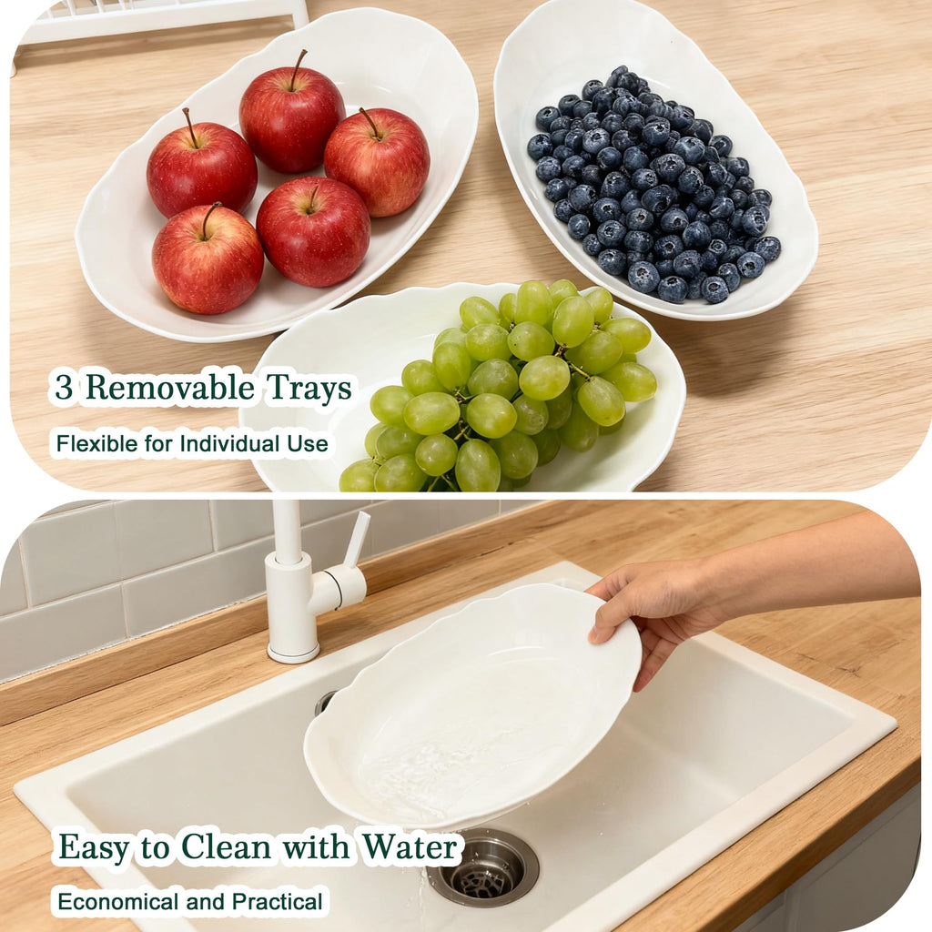 3 Tier White Plastic Fruit Bowl S74431