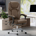 Brown Leather Massage Office Chair with Heat and Footrest A68867