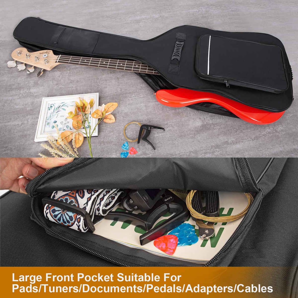 Black Waterproof Bass Guitar Gig Bag Q216879