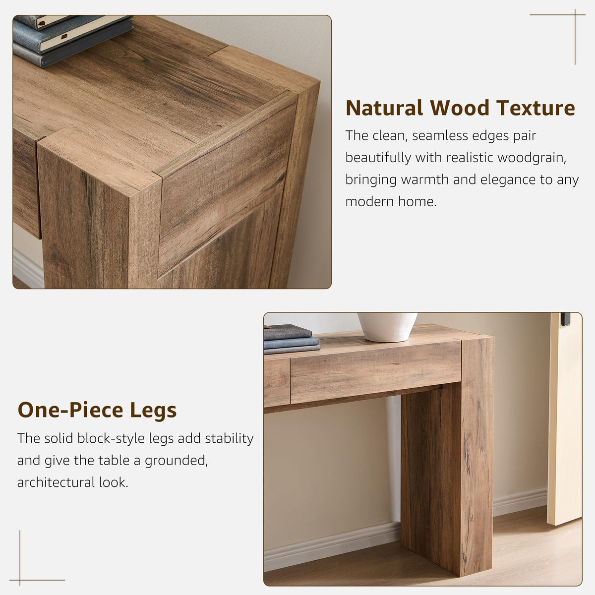 Rustic Oak Console Table with Drawers P600