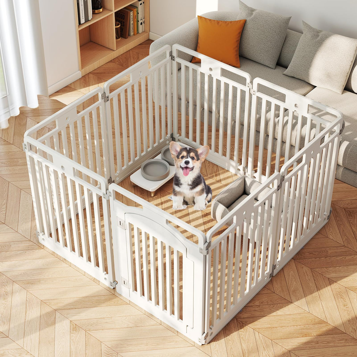 16 Panel 32''H Plastic Dog Playpen with Lockable Door H52533