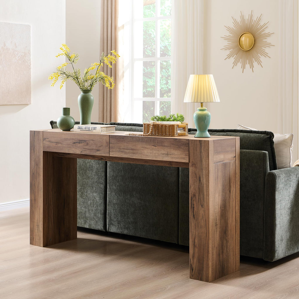 Rustic Oak Console Table with Drawers P600