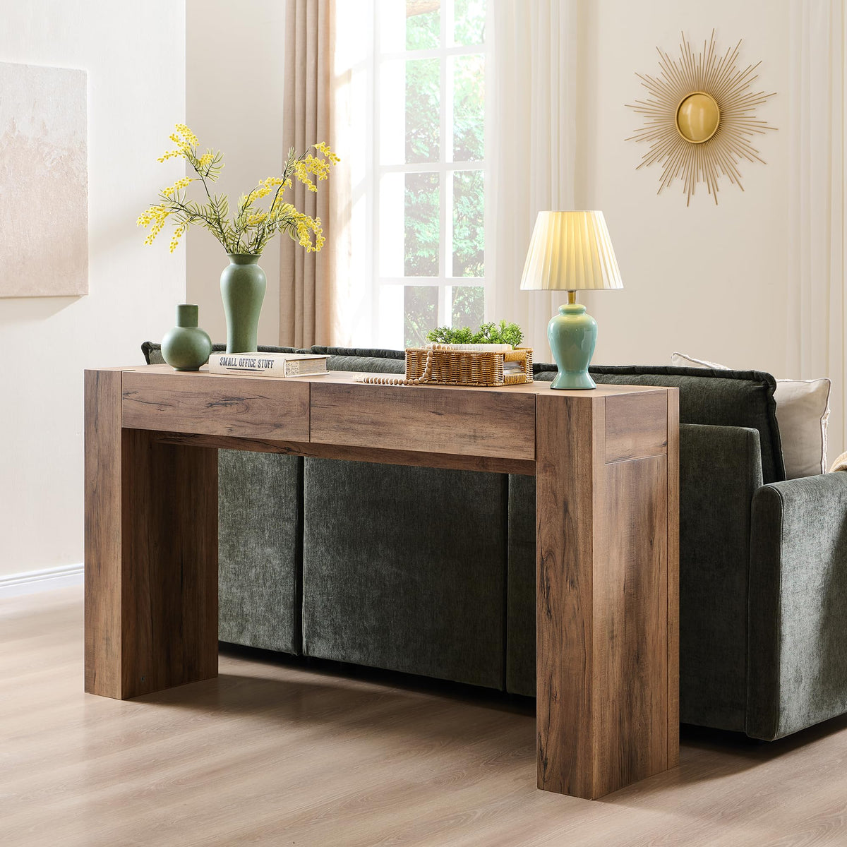 Rustic Oak Console Table with Drawers P600
