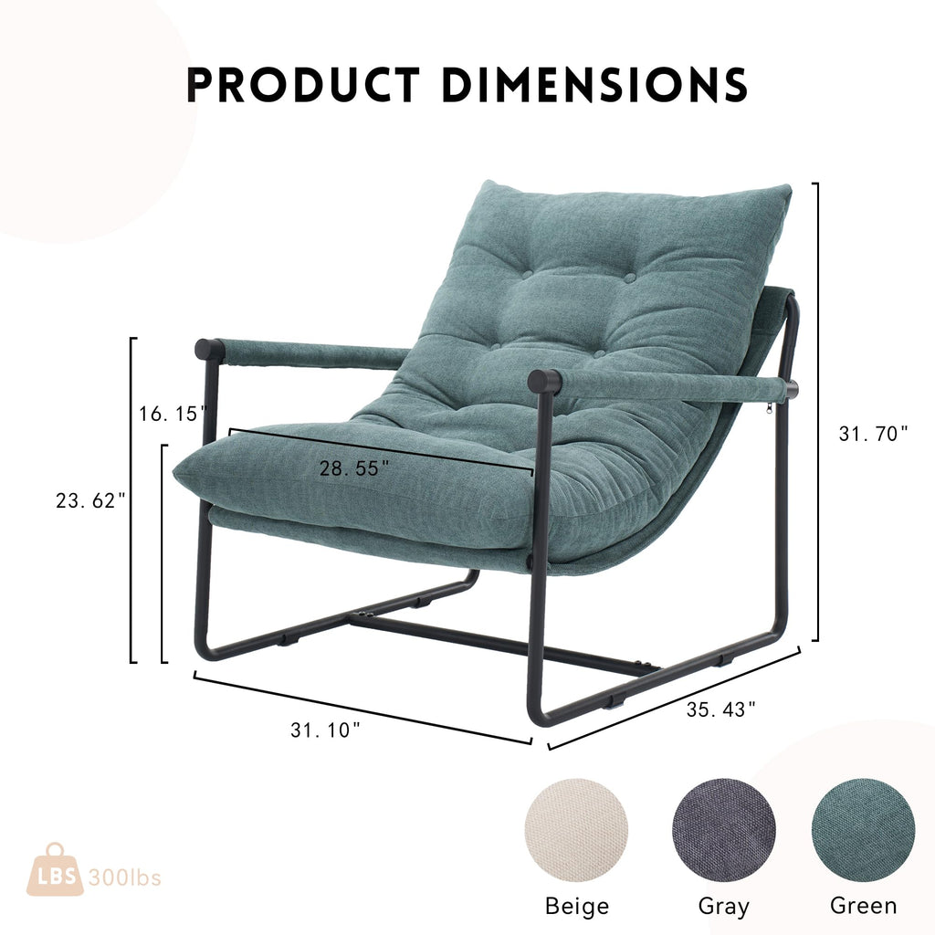 Green Set of 2 Upholstered Accent Chair with Metal Frame P136501