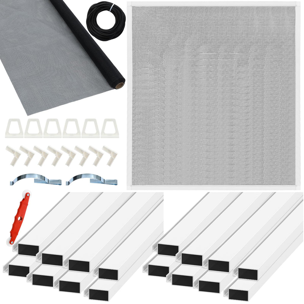 4 Pack Window Screen Kit with Aluminum Frame White 40'' X 40'' J490