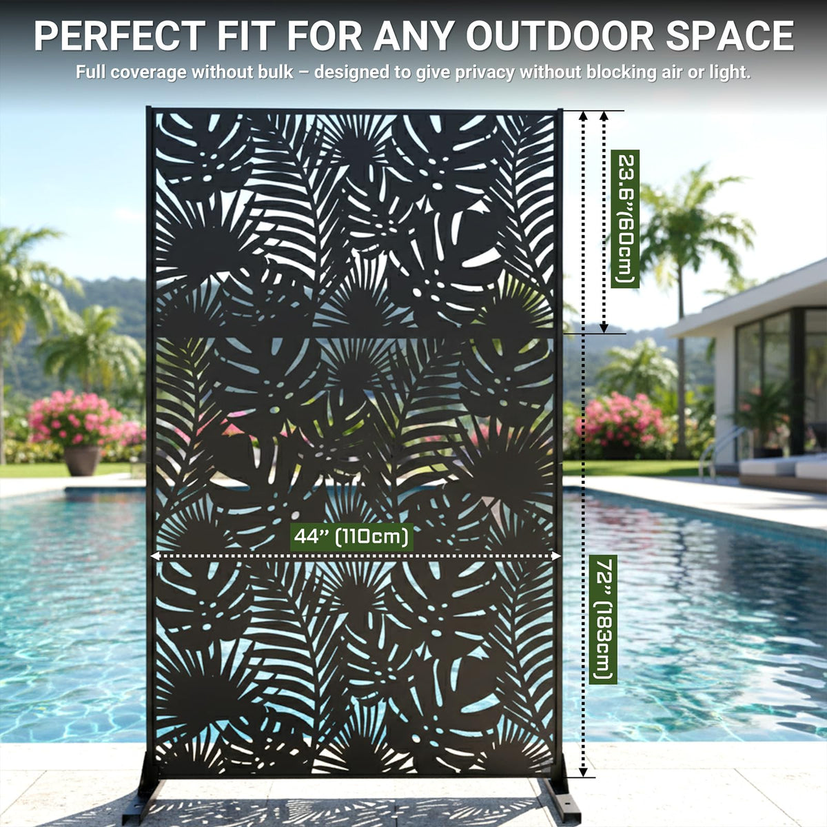 72in Laser Cut Steel Privacy Screen S835206