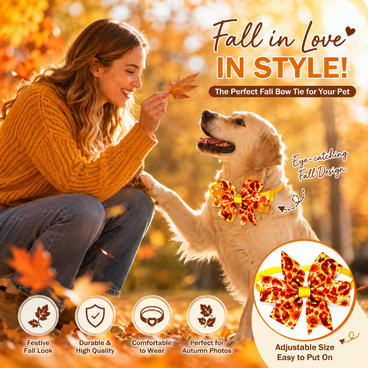 80 Pcs Fall Bow Ties for Dogs&Cats B19030