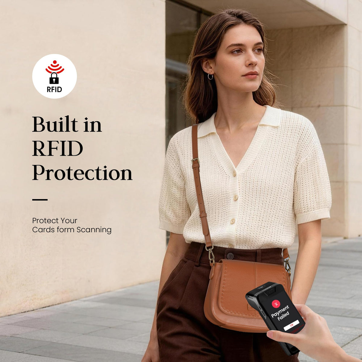 Genuine Leather RFID Blocking Crossbody Bag D198