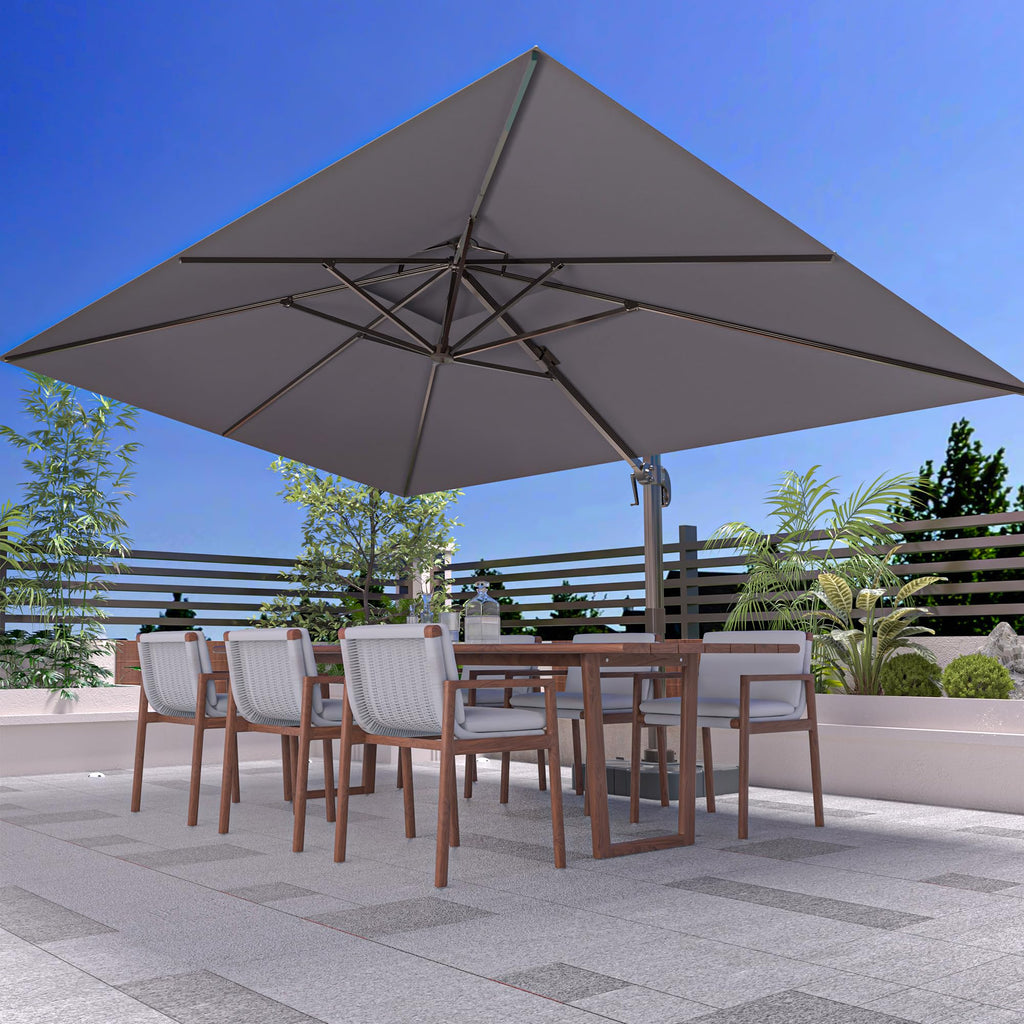 9' X 12' Grey Cantilever Patio Umbrella with Base J291134