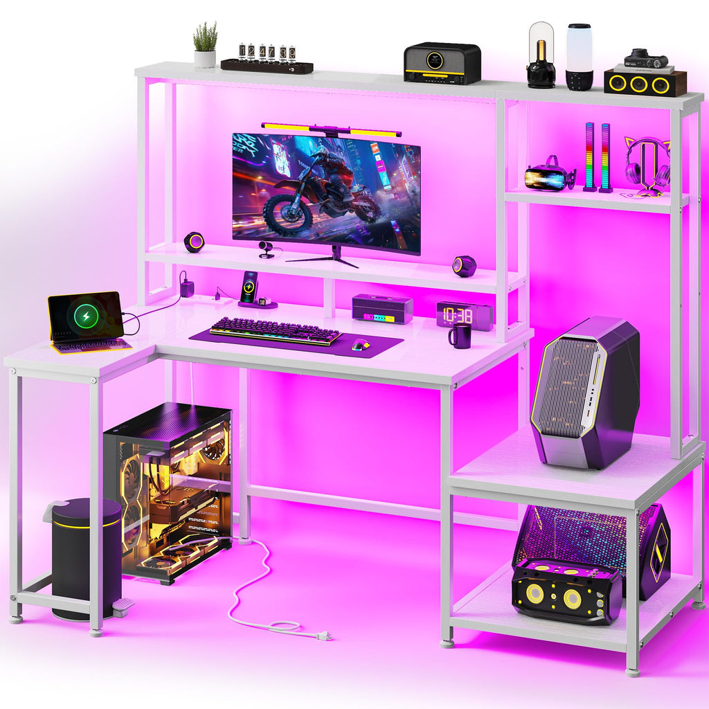 White Computer Desk with Hutch U177740