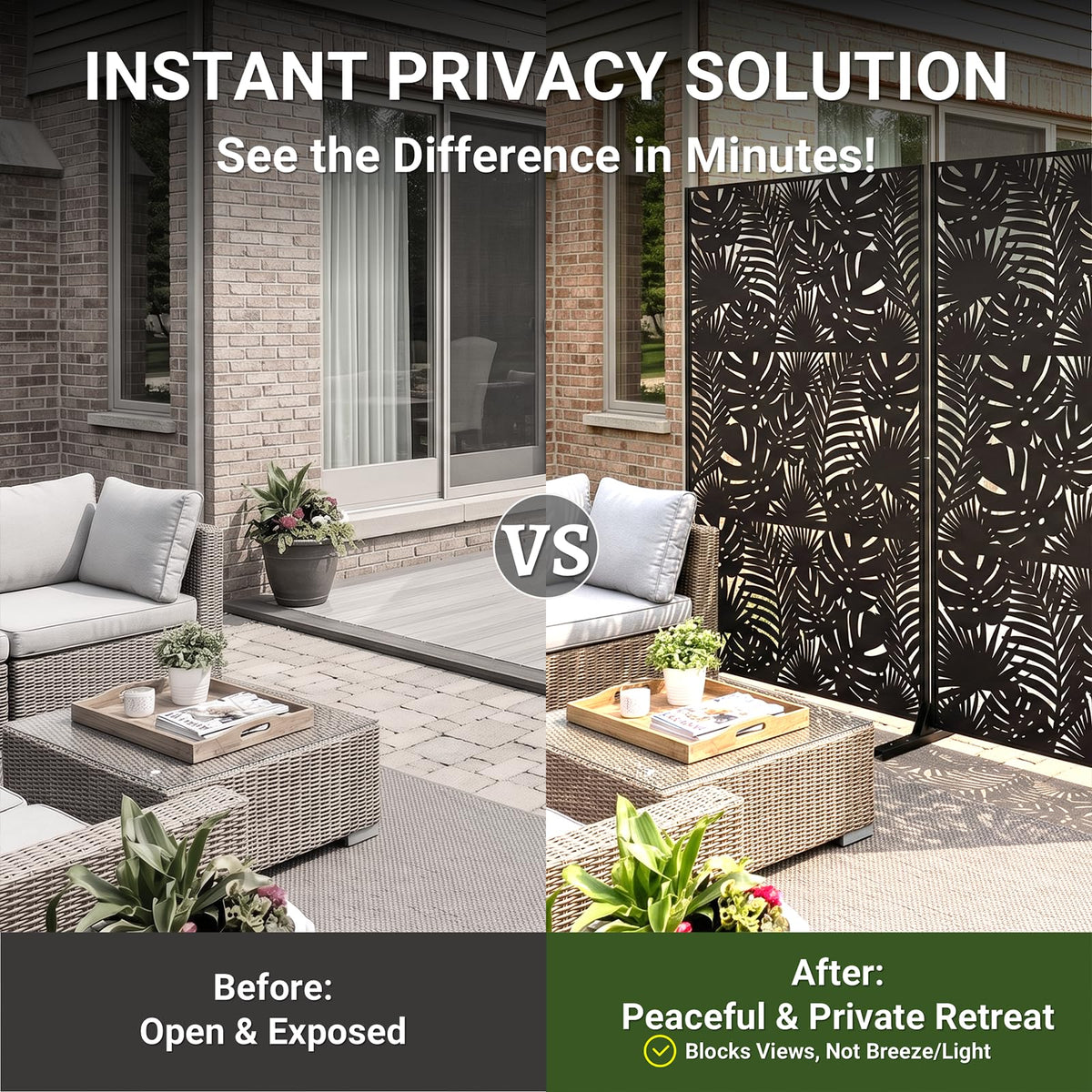 72in Laser Cut Steel Privacy Screen S835206