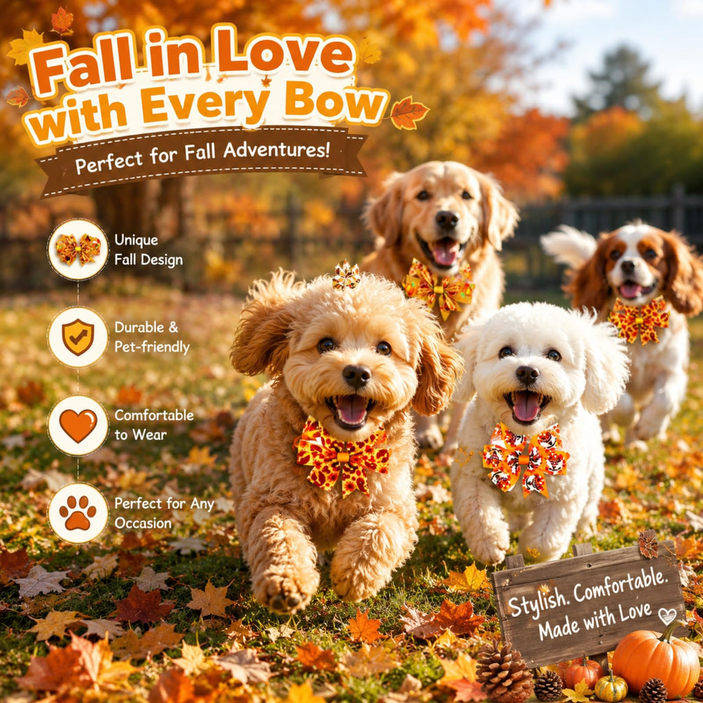 80 Pcs Fall Bow Ties for Dogs&Cats B19030