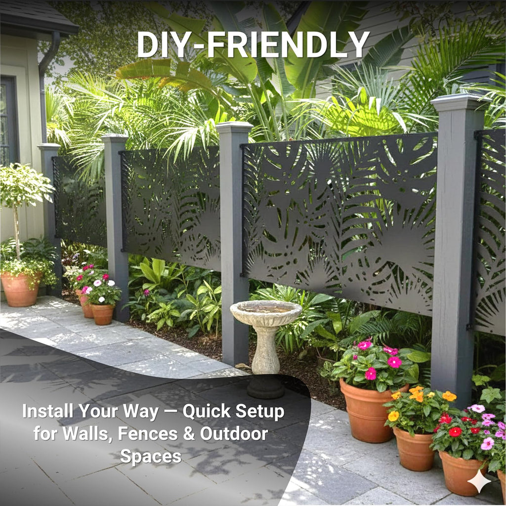 72in Laser Cut Steel Privacy Screen S835206