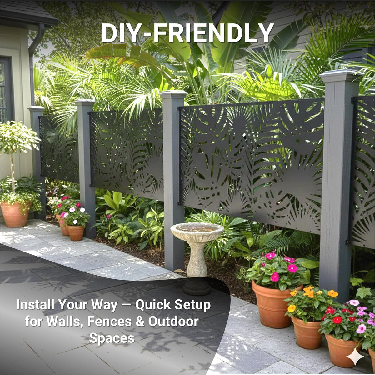 72in Laser Cut Steel Privacy Screen S835206