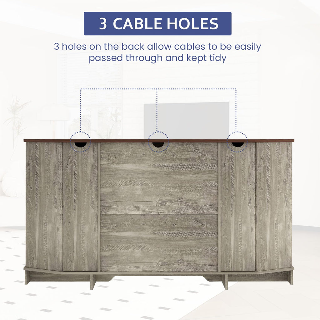 Corner TV Stand with Sliding Barn Door & Removable Shelves M49484