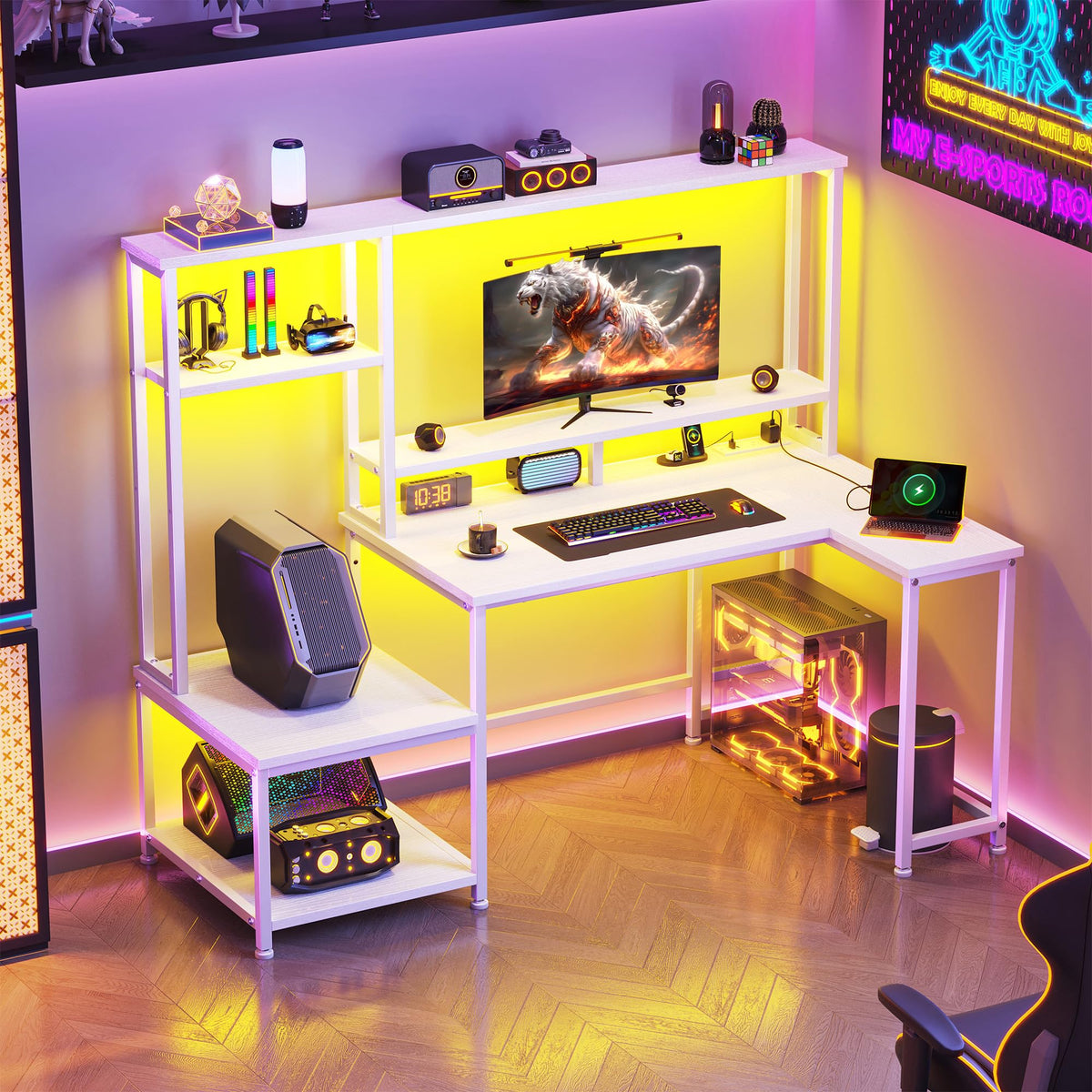 White Computer Desk with Hutch U177740