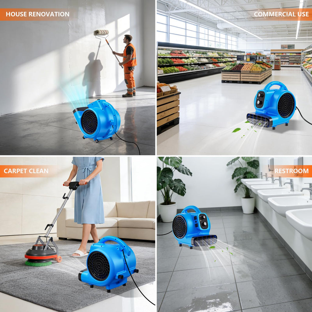 1/4 HP 1000 CFM Portable Air Mover Blower Fan X3497