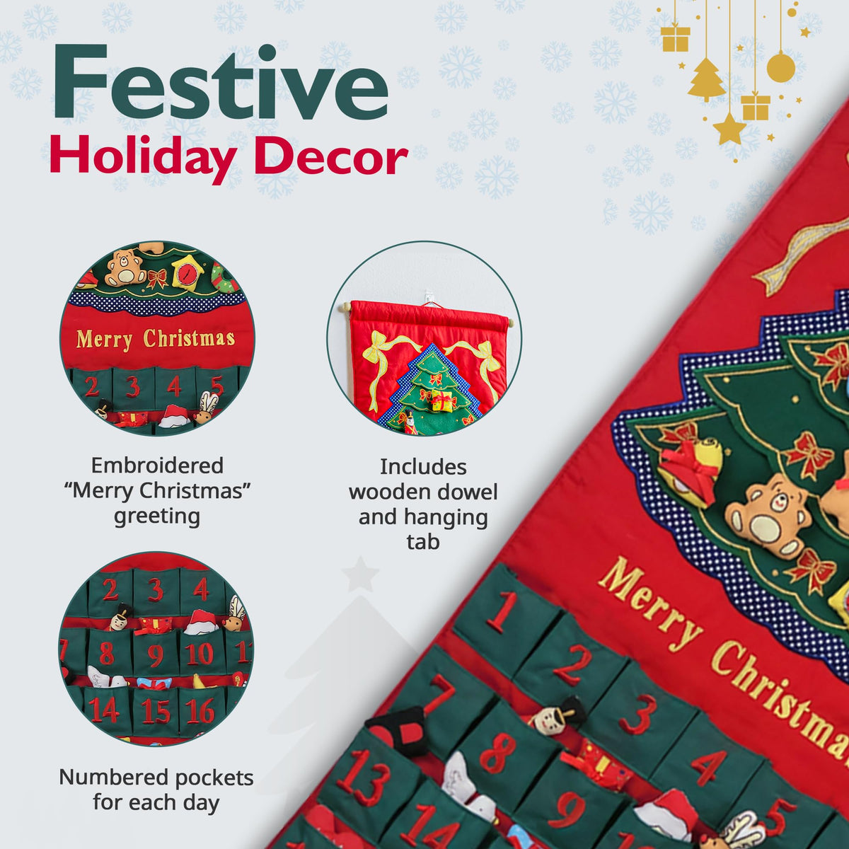 Christmas Advent Calendar with 24 Cloth Ornaments C9629