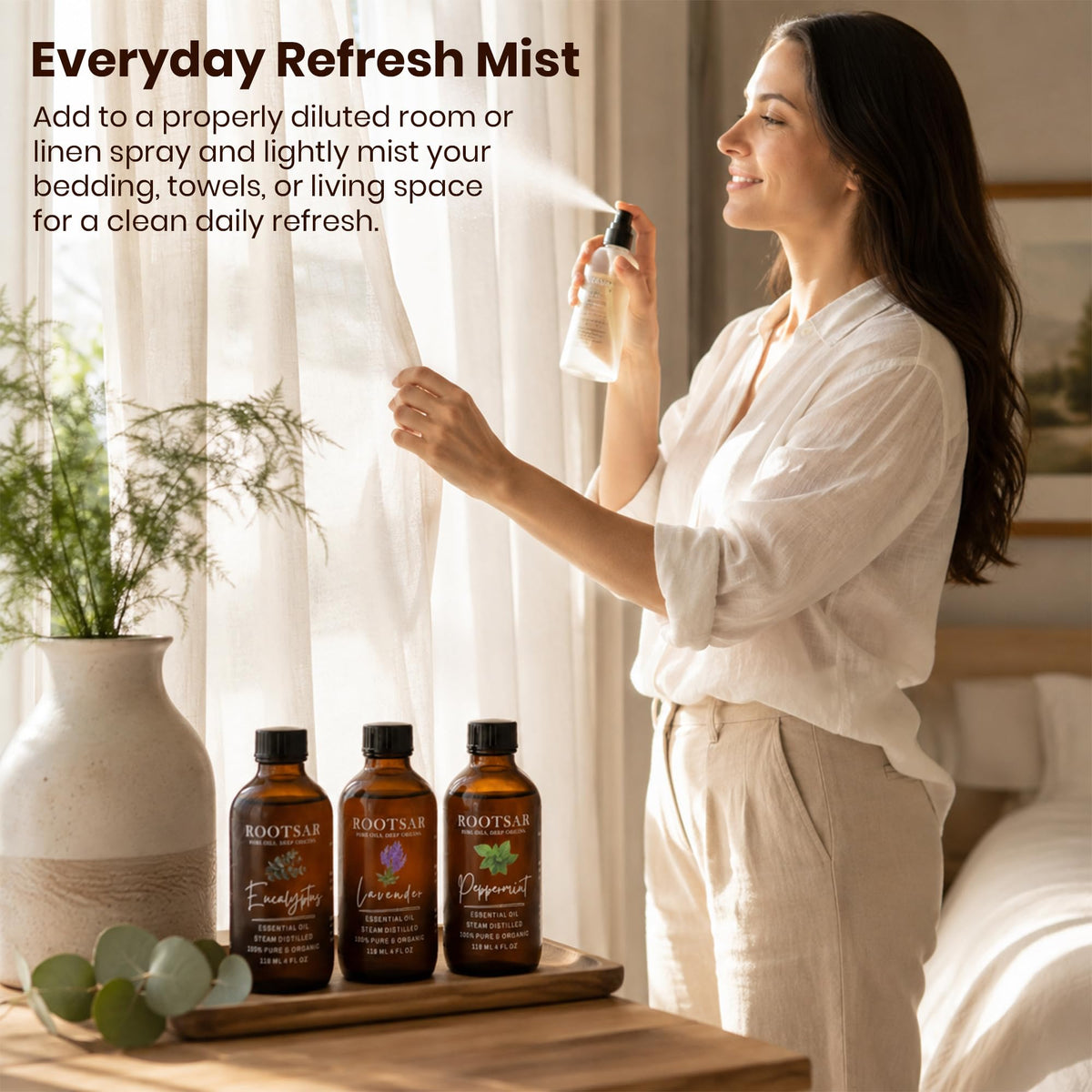 Pure Essential Oils Pack of 3 Lavender Peppermint Eucalyptus 4 Fl Oz Z386356