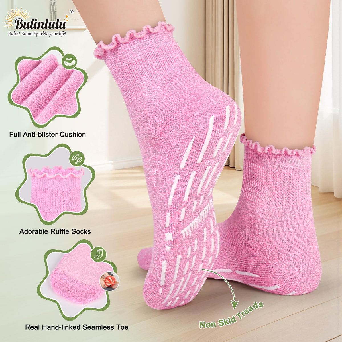 Non Slip Diabetic Socks for Women 6 Pairs Size 9-11 B369594