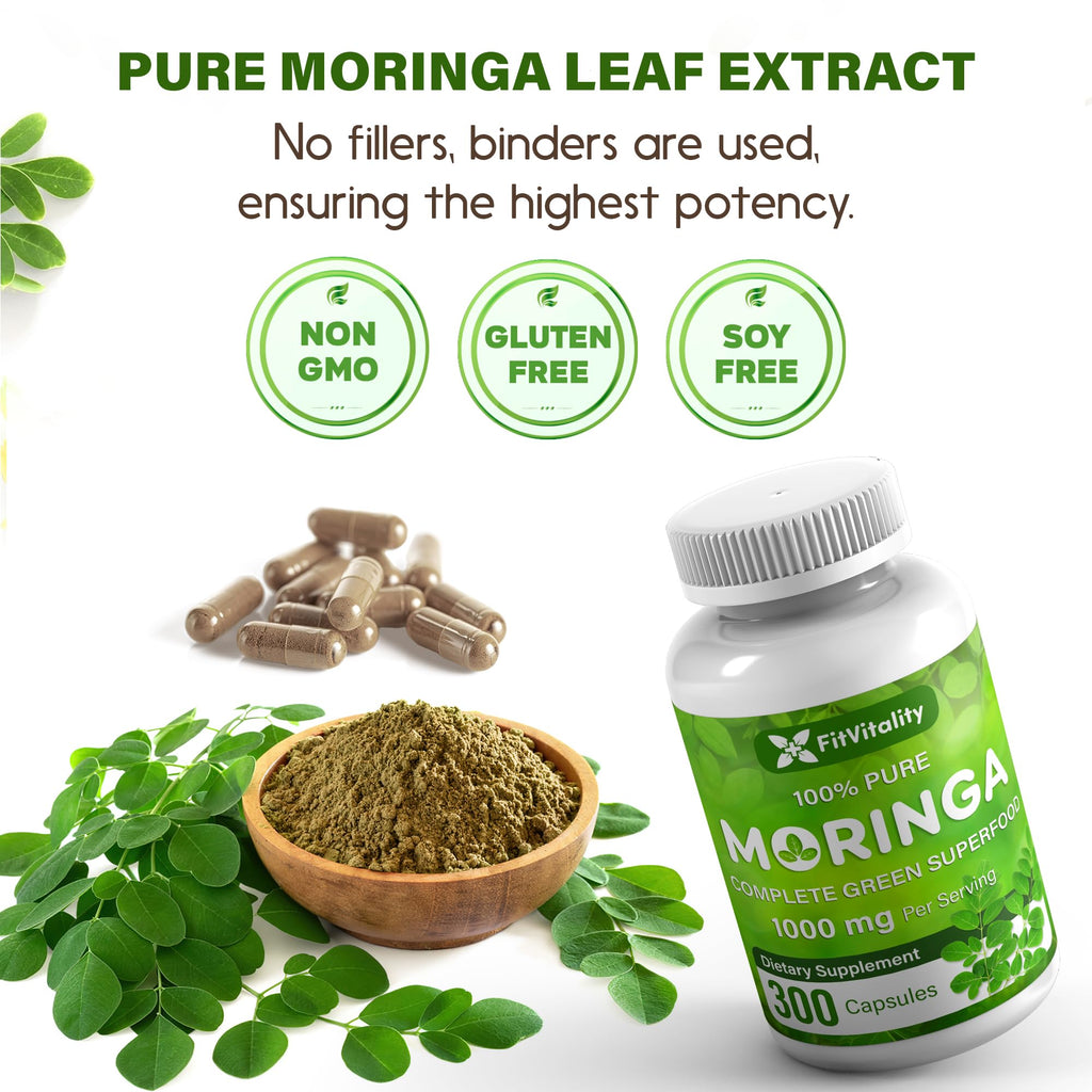 Moringa Oleifera Leaf Extract Capsules 150 Count Y715109
