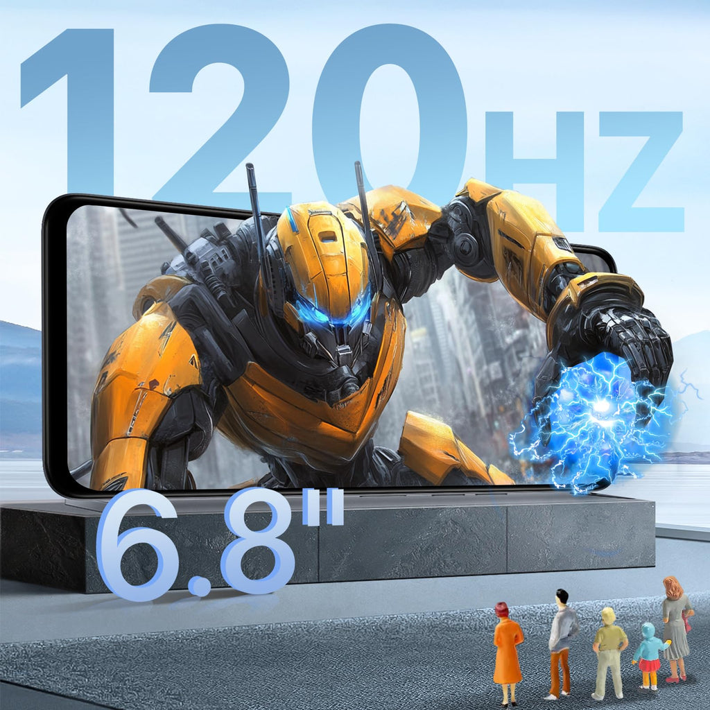 5G Dual SIM Unlocked Cell Phone, 6.8" HD+ 120Hz Display, 256GB, 50MP Camera, Black B287