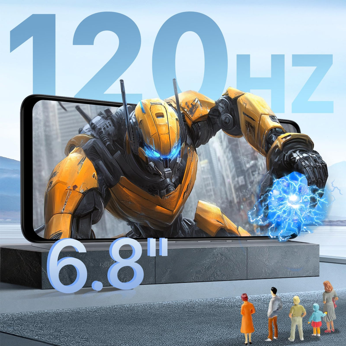 5G Dual SIM Unlocked Cell Phone, 6.8" HD+ 120Hz Display, 256GB, 50MP Camera, Black B287