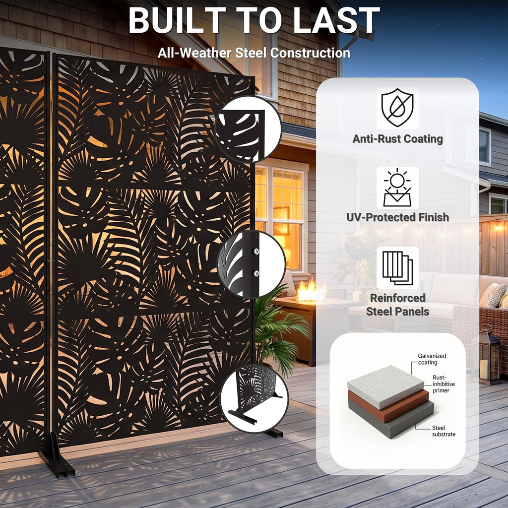 72in Laser Cut Steel Privacy Screen S835206