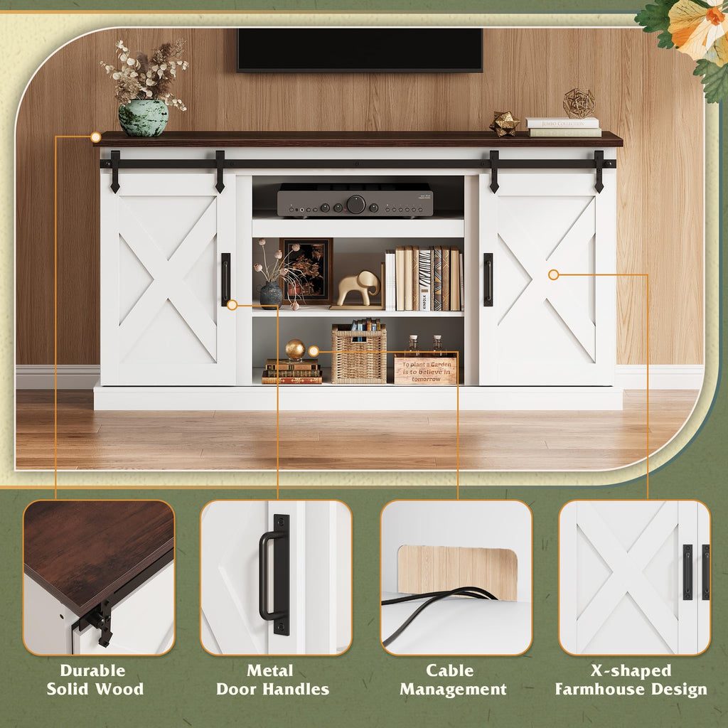 White Sliding Barn Door TV Stand C4981
