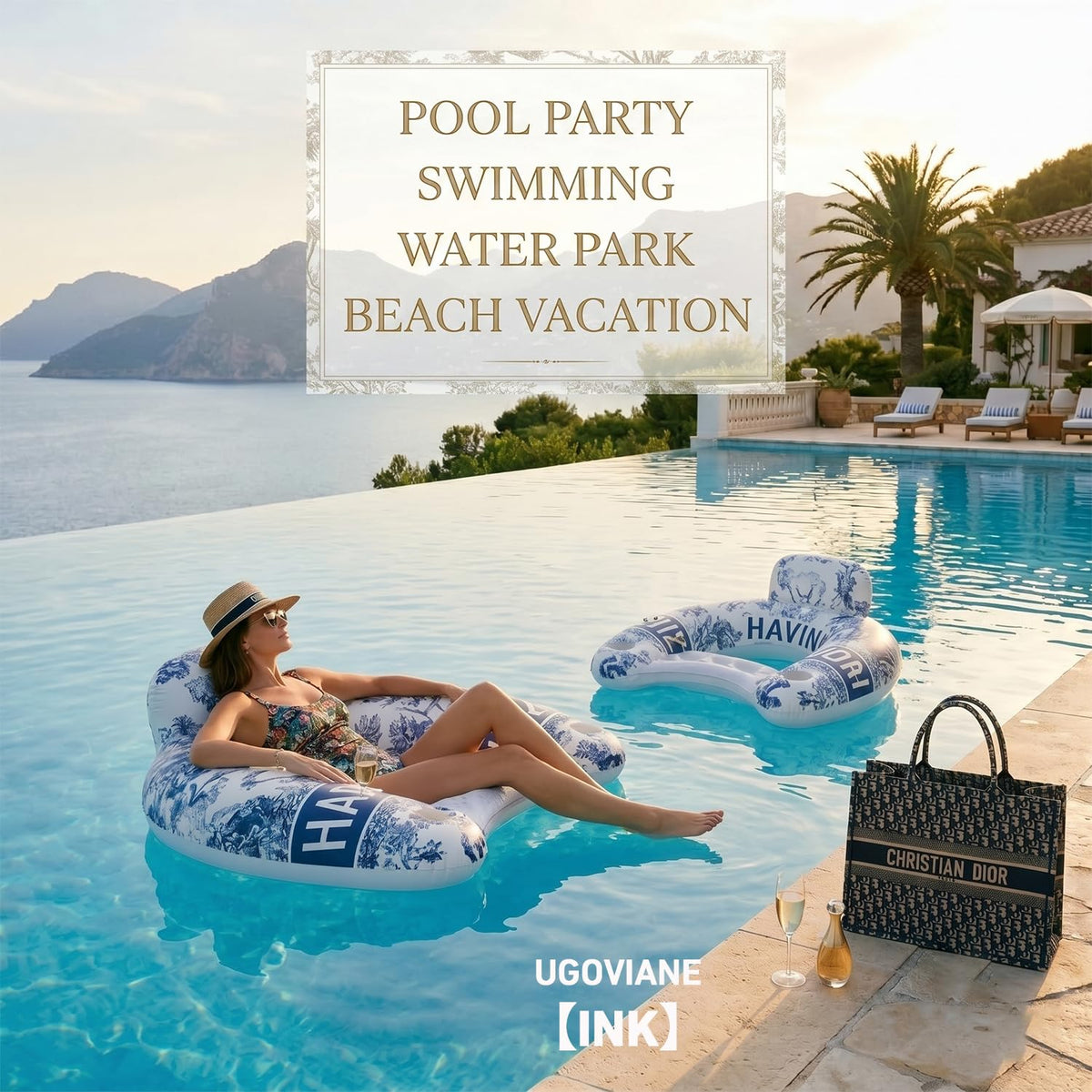 Inflatable Pool Float Chairs with Cup Holder E824