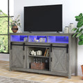 Wash Grey Wooden TV Stand with Sliding Barn Door Y135844