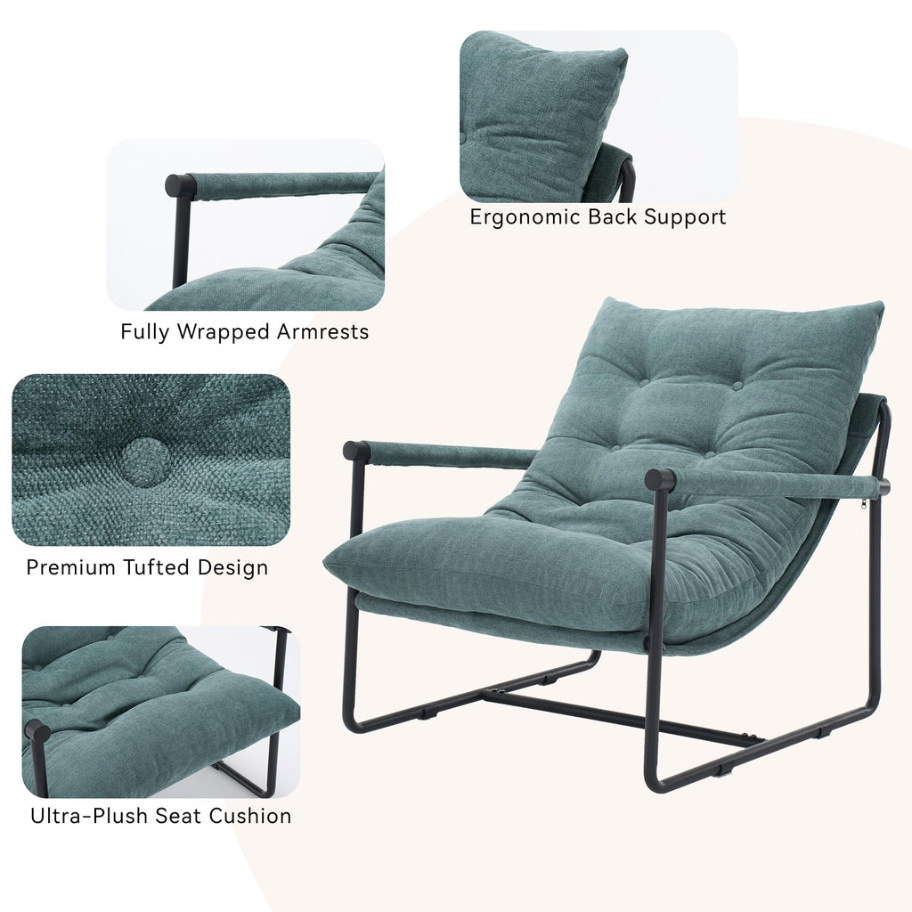 Green Set of 2 Upholstered Accent Chair with Metal Frame P136501