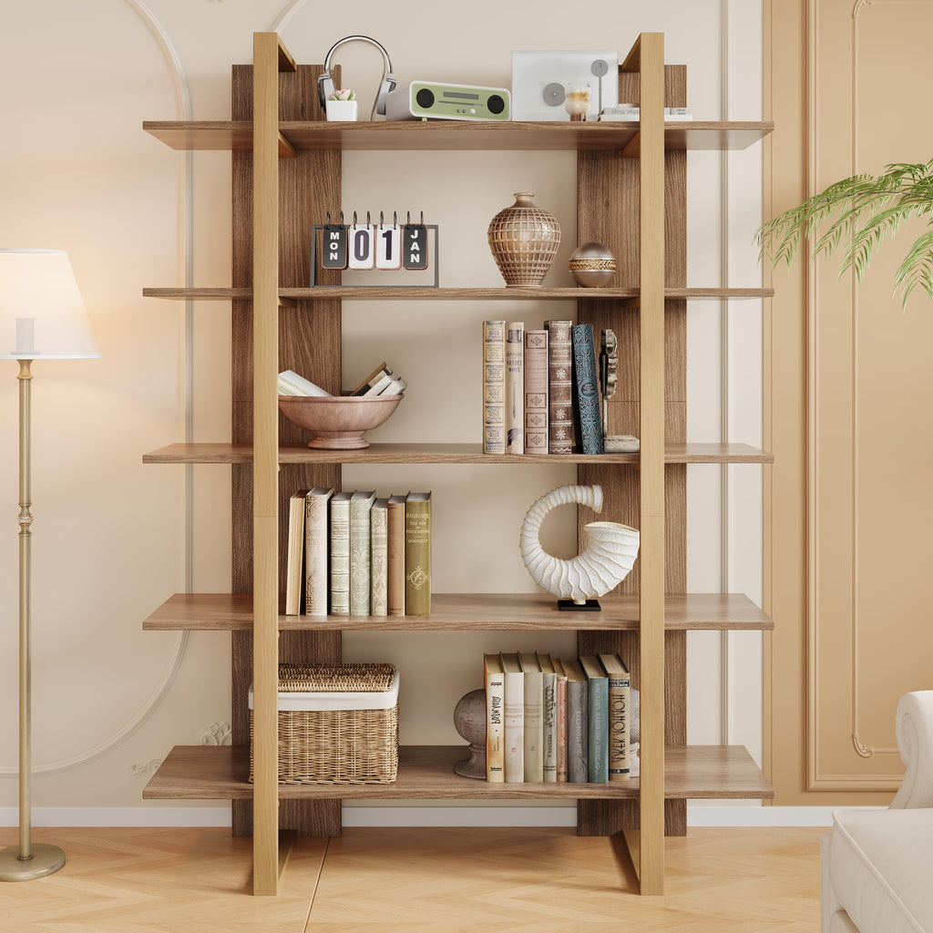 5-Tier Boho Bookshelf with Metal Frame H69573