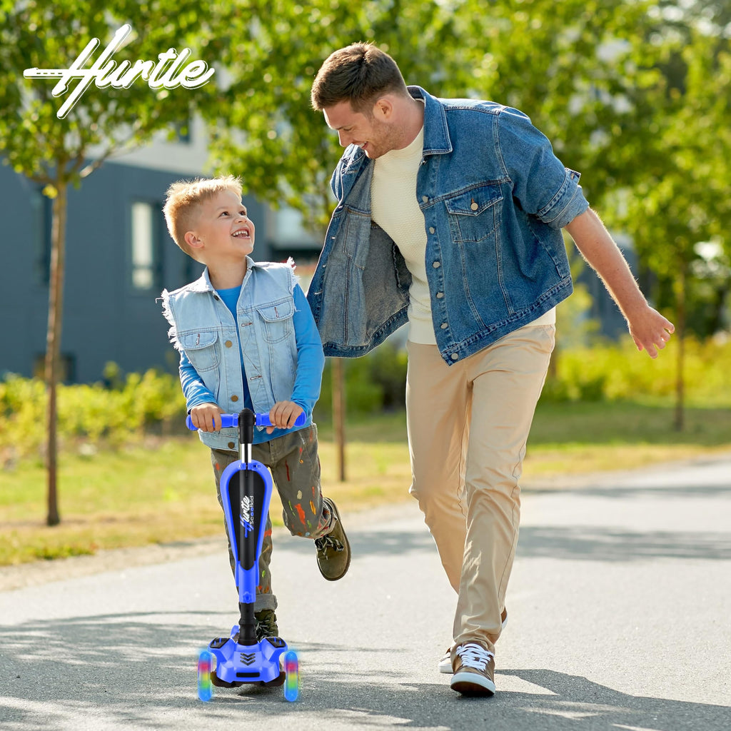 3-Wheeled Scooter with LED Lights, Adjustable Handlebar, and Foldable Seat D7617
