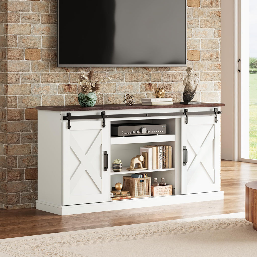 White Sliding Barn Door TV Stand C4981