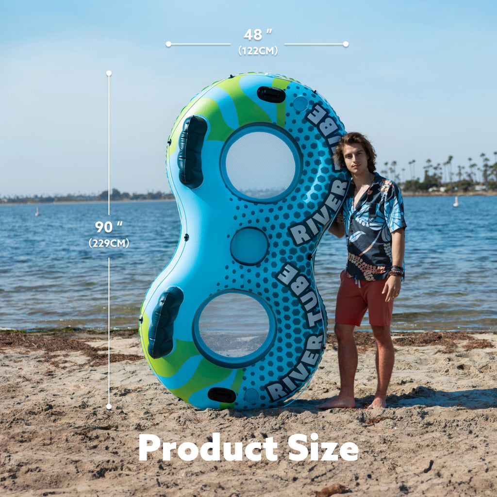 2-Person Inflatable River Tube with 2 Cup Holders & Removable Cooler V5645