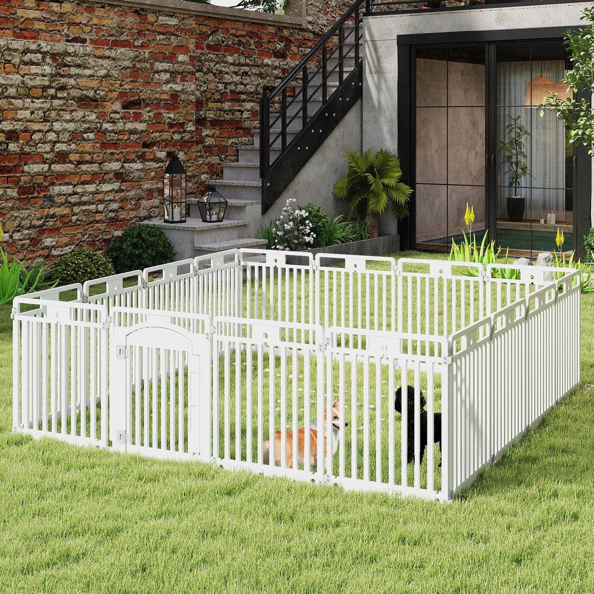 16 Panel 32''H Plastic Dog Playpen with Lockable Door H52533