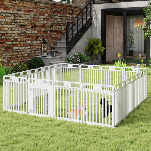 16 Panel 32''H Plastic Dog Playpen with Lockable Door H52533