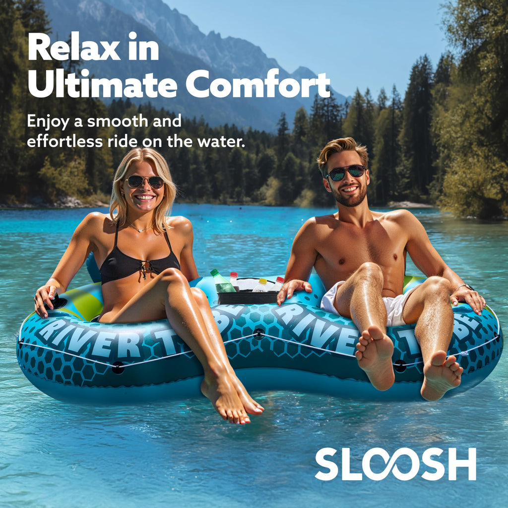 2-Person Inflatable River Tube with 2 Cup Holders & Removable Cooler V5645